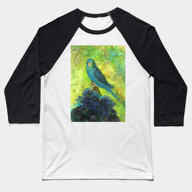 ‘Bluey’ the Budgerigar Baseball T-Shirt by AmandaSlaterArt